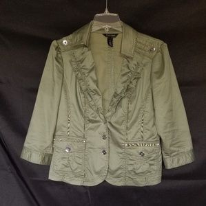 White house black market ruffled blazer jacket